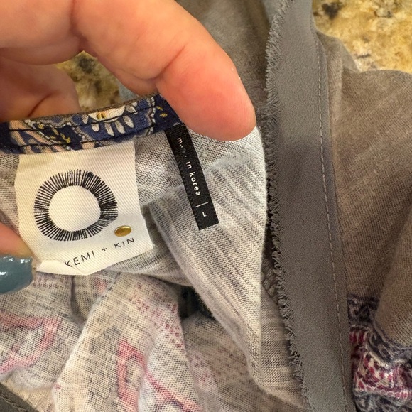 Anthropologie Gray and Blue Patterned Blouse - Picture 3 of 3